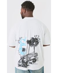 Boohoo - Plus Oversized Ofcl Back Print Car T-shirt In White - Lyst
