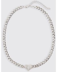 BoohooMAN - Iced Heart Necklace - Lyst