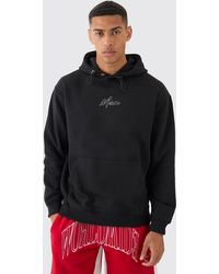 BoohooMAN - Oversized Chain Stitch Man Embroidered Hoodie - Lyst