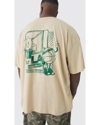 BoohooMAN - Plus Oversized La Basketball Graphic T-Shirt - Lyst