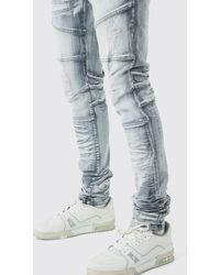 BoohooMAN - Tall Skinny Stretch Heavy Bleached Ripped Jean - Lyst