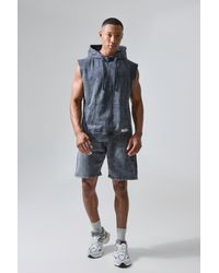 BoohooMAN - Man Active X Og Gym Washed Sleeveless Hooded Tracksuit - Lyst