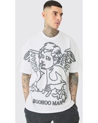 BoohooMAN - Tall Renaissance Flock Graphic T-shirt In White - Lyst