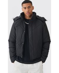 Boohoo - Regular Fit High Shine Quilted Hooded Puffer Jacket - Lyst