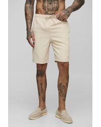 BoohooMAN - Tall Seersucker Plaid Long Length Swim Trunks - Lyst