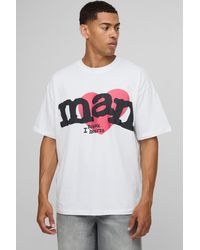 BoohooMAN - Oversized Puff Print Heart T-Shirt - Lyst