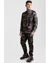 BoohooMAN Man Official Camo Utility Jumper Tracksuit - Black