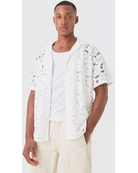 BoohooMAN - Boxy Floral Lace Shirt - Lyst