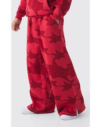 BoohooMAN - Extreme Wide Leg All Over Star Print Split Hem Jogger - Lyst