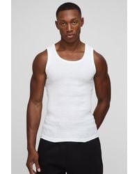 Boohoo - 3 Pack Muscle Fit Ribbed Basic Tanks - Lyst