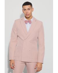 BoohooMAN - Textured Double Breasted Elbow Patch Blazer - Lyst