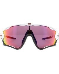 BoohooMAN - Oakley Wrap Polished White Prizm Road Sunglasses - Lyst