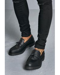 BoohooMAN Patent Faux Leather Chunky Loafer - Black