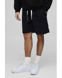BoohooMAN - Elasticated Baggy Twill Split Hem Shorts - Lyst