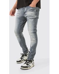 BoohooMAN - Super Skinny Stretch Ripped Jean In Dirty Wash - Lyst