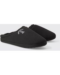 BoohooMAN - Embroidered Jersey Slippers - Lyst