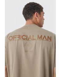 BoohooMAN - Oversized Boxy Heavyweight Luxe Embroidered T-shirt - Lyst