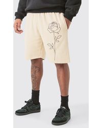 Boohoo - Plus Loose Fit Line Drawing Jersey Shorts - Lyst