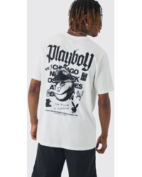 BoohooMAN - Tall Playboy Back Printed Licensed T-shirt In White - Lyst