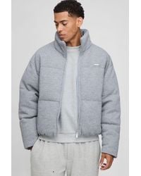 BoohooMAN - Boxy Fit Mini Knitted Textured Funnel Neck Puffer Jacket - Lyst