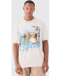 BoohooMAN - Oversized Washed Paint Landscape Print T-shirt - Lyst