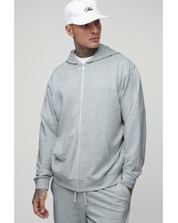 Boohoo - Tall 260Gsm Loopback Oversized Fit Basic Zip Through Hoodie - Lyst