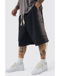 BoohooMAN - Elastic Waist Contrast Drawcord Washed Parachute Short - Lyst