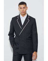 BoohooMAN - Relaxed Fit Double Breasted Stud Blazer - Lyst