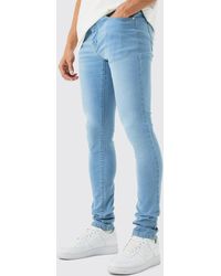 BoohooMAN - Skinny Stretch Stacked Jean In Light Blue - Lyst