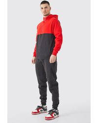 BoohooMAN - Tall Slim Fit Colour Block Half Zip Tracksuit - Lyst