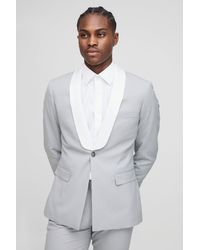 BoohooMAN - Slim-Fit Blazer mit Kontrast-Kragen - Lyst