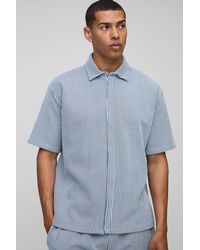BoohooMAN - Oversized Two-tone Ribbed Jersey Shirt - Lyst