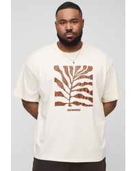 Boohoo - Camiseta Plus Oversize Con Estampado De Hojas En Relieve - Lyst