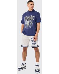 BoohooMAN - Oversized Acdc License T-shirt And Short Set - Lyst