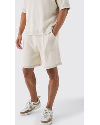 BoohooMAN - Relaxed Jacquard Detail Knitted Shorts In Ecru - Lyst