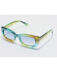 BoohooMAN - Rectangle Plastic Sunglasses In Green - Lyst