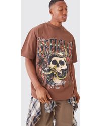 Boohoo - Oversized Official Skull Extend Neck T-shirt - Lyst