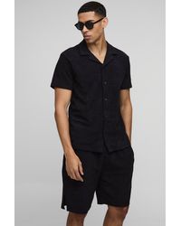 BoohooMAN - Regular Fit Towelling Shirt & Loose Short Set - Lyst