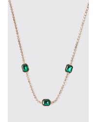 BoohooMAN - Contrast Stone Iced Necklace In Green - Lyst