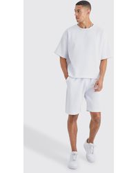 BoohooMAN - Pleated Oversized Boxy T-shirt And Short Set - Lyst