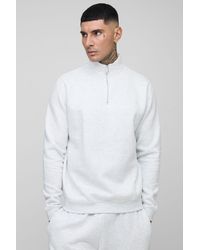 BoohooMAN - Tall Basic Regular Fit Quarter Zip Funnel Neck Sweatshirt - Lyst