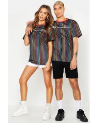 BoohooMAN Pride Loose Fit Stripe T-shirt With Unity Print - Black