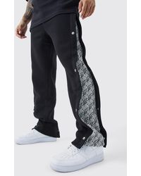 BoohooMAN - Relaxed Printed Side Panel Popper Jogger - Lyst