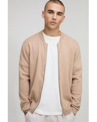 Boohoo - Regular Fit Smart Knitted Bomber Jacket - Lyst