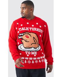 BoohooMAN - Plus Talk Turkey To Me Christmas Jumper - Lyst