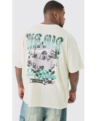 BoohooMAN - Plus West Coast Graphic Car T-shirt In Ecru - Lyst