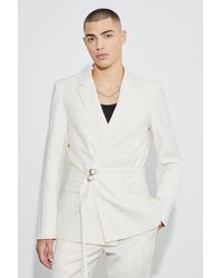 BoohooMAN - Slim Fit Double Breasted Seam Detail Blazer - Lyst