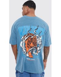 BoohooMAN - Oversized Worldwide Tiger Wash Graphic T-shirt - Lyst