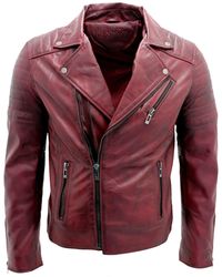 BoohooMAN - Infinity Leather Slim Fit Brando Style Cross Zip Leather Biker Jacket - Lyst