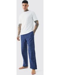 BoohooMAN - Tall Check Pyjama Bottoms And T-shirt Set - Lyst